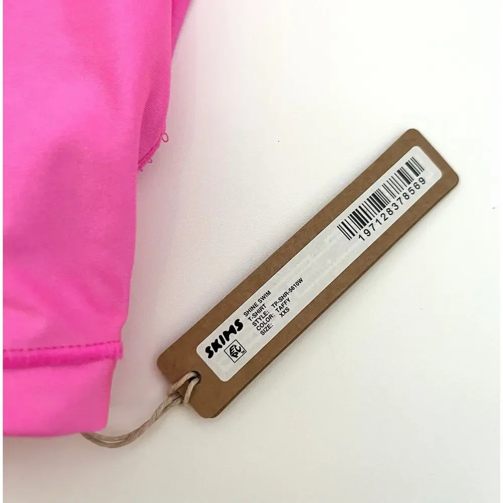 Skims XXS Shine Swim T-Shirt In Taffy Bubblegum Hot Pink Neon Brand NEW NWT